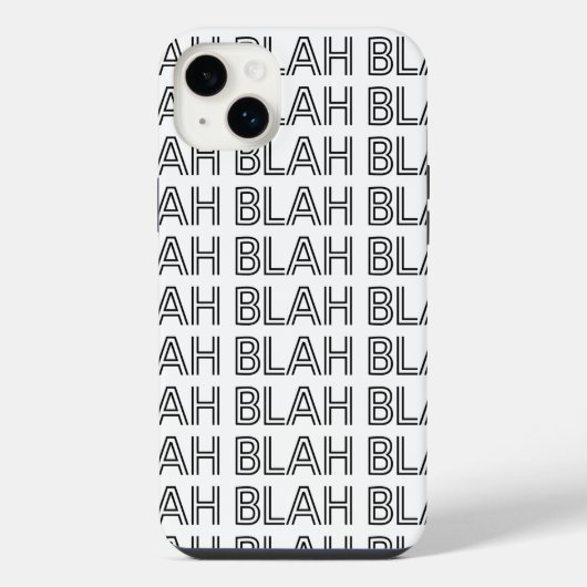 モノクロBLAH BLAH BLAHタイポグラフィ iPhoneケース (裏面)