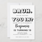 モノクロBruh誕生日招待状 招待状 (正面)