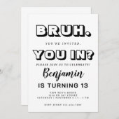 モノクロBruh誕生日招待状 招待状 (正面/裏面)