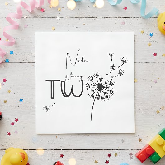 モノクロDandelionの2番目の誕生日 スタンダードランチョンナプキン