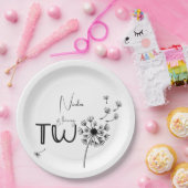 モノクロDandelionの2番目の誕生日 ペーパープレート (パーティー)