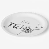 モノクロDandelionの2番目の誕生日 ペーパープレート (アングル)