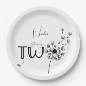 モノクロDandelionの2番目の誕生日 ペーパープレート (正面)