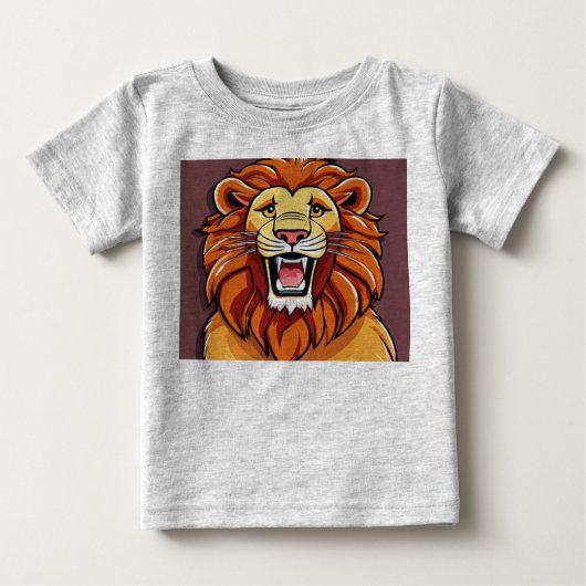 モノクロGeometric LionロゴTシャツ ベビーTシャツ (正面)