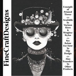 モノクロGlam Steampunk女性AC6デコページ 薄葉紙