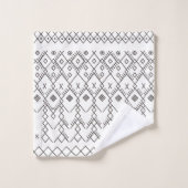 モノクロKilim：モロッコトリバルのテクスチャアート バスタオルセット (ウォッシュタオル)