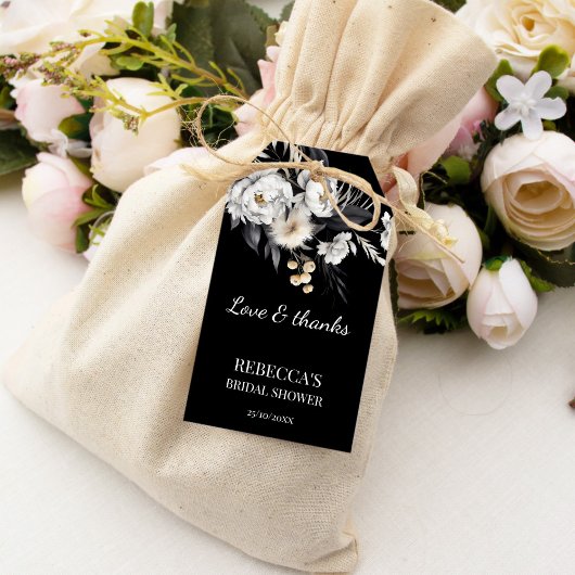 モノクロmoody bohoブライダルシャワーのお願い ギフトタグ