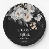 モノクロmoody bohoブライダルシャワーテンプレート ペーパープレート (正面)