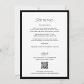 モノクロQRコード クラシック ミニマル ウェディング 招待状 (裏面)