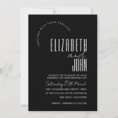 モノクロQRコードRSVPモダン写真結婚式 招待状 (正面)