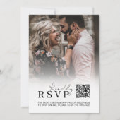 モノクロQRコードRSVPモダン写真結婚式 招待状 (裏面)