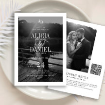 モノクロQRコードRSVP結婚式フォト