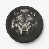 モノク威厳のあるロワイルドウルフ ペーパープレート (正面)