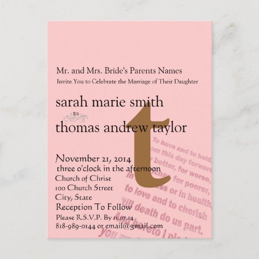 モノグお洒落ラ結婚ムはがき ポストカード (正面)