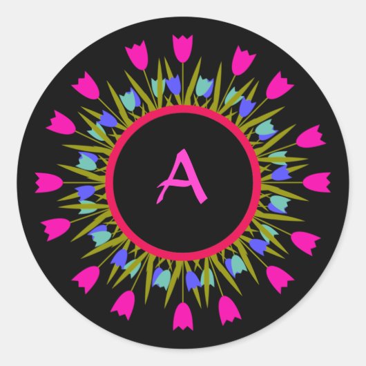 モノグかわいらしラムフローラシール ラウンドシール (正面)