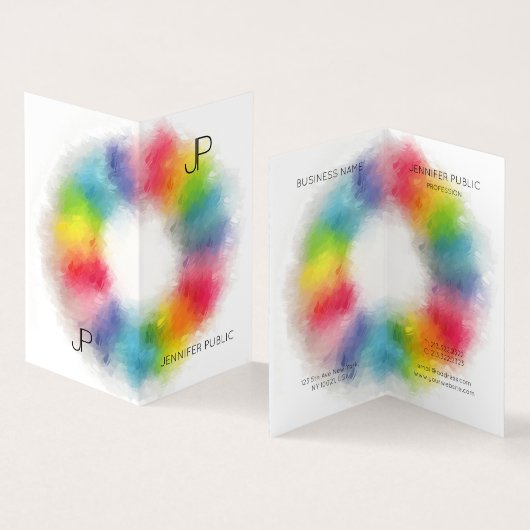 モノグエレガントモダンラムカラフルテンプレート 名刺 (内部&外部)