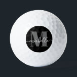 モノグエレガントモダンラムパーソナライズされたゴルフボール ゴルフボール<br><div class="desc">白黒とグレーのパーソナライズされたモノグラム書道の台本とセリフのフォントを使用したカスタムトレンディーのゴルフボエレガントールの名前とイニシャルと名前とモダンのデザイン。</div>