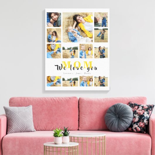 モノグエレガントラカスタムムのコラージュ我々はママを愛している キャンバスプリント (インサイチュ (リビング))