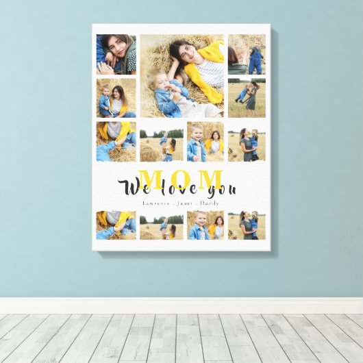 モノグエレガントラカスタムムのコラージュ我々はママを愛している キャンバスプリント (インサイチュ (ウッドフロア))