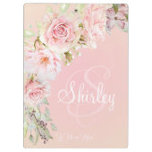 モノグエレガントラムピンク水彩バラ クリップボード (裏面)