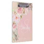 モノグエレガントラムピンク水彩バラ クリップボード (右)