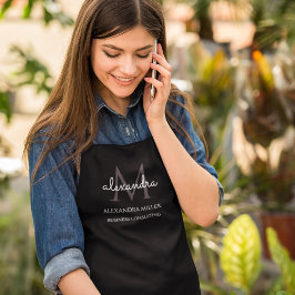 モノグエレガントラム名（白黒） エプロン