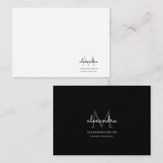 モノグエレガントラム名（白黒） ノートカード (正面/裏面)