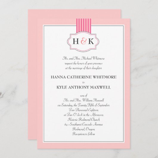 モノグエレガントラム結婚式招待状 招待状 (正面/裏面)