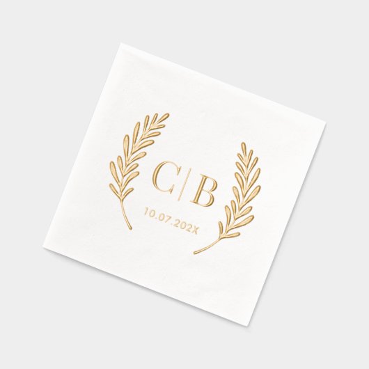 モノグエレガントラ結婚ムの新郎新婦のカスタム 箔ナプキン (左)