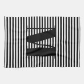 モノグカスタマイズラムイニシャル白黒ストライプ キッチンタオル (横)