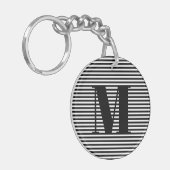 モノグカスタマイズラムイニシャル白黒ストライプ キーホルダー (正面左)
