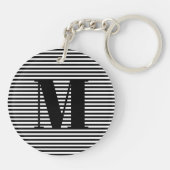 モノグカスタマイズラムイニシャル白黒ストライプ キーホルダー (裏面)