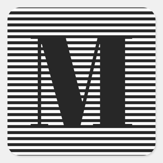 モノグカスタマイズラムイニシャル白黒ストライプ スクエアシール (正面)