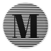 モノグカスタマイズラムイニシャル白黒ストライプ セラミックノブ (正面)