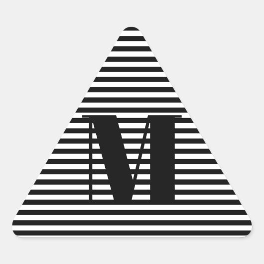 モノグカスタマイズラムイニシャル白黒ストライプ 三角形シール (正面)