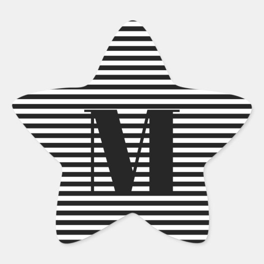 モノグカスタマイズラムイニシャル白黒ストライプ 星シール (正面)