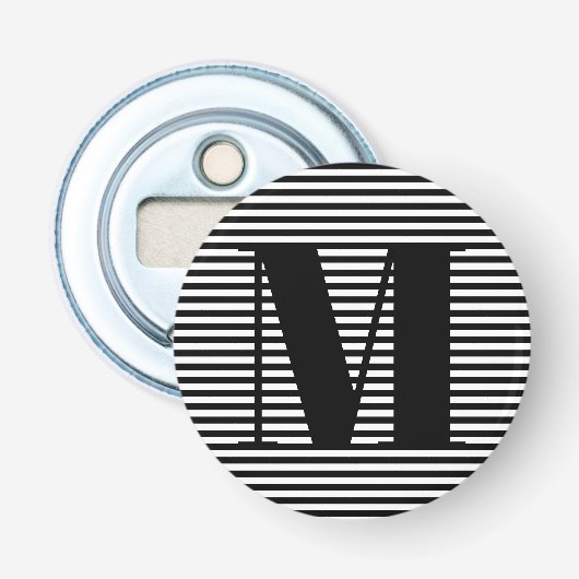 モノグカスタマイズラムイニシャル白黒ストライプ 栓抜き (正面)