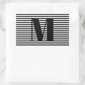 モノグカスタマイズラムイニシャル白黒ストライプ 長方形シール (バッグ)