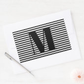 モノグカスタマイズラムイニシャル白黒ストライプ 長方形シール (封筒)