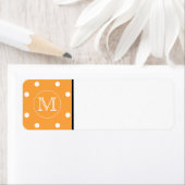 モノグカスタムラム。オレンジと白の水玉模様。 ラベル (インサイチュ)