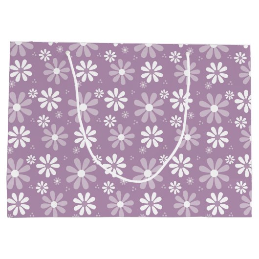 モノグガーリーラムライトパープルデイジーの花と名前 ラージペーパーバッグ (裏面)