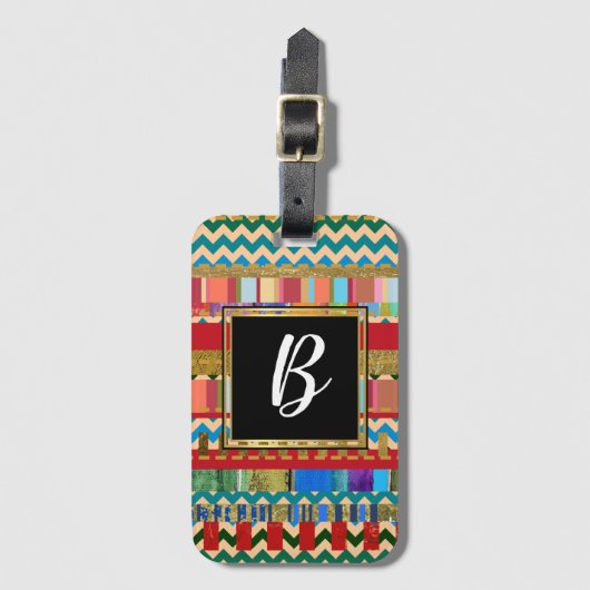 モノグクールラムスタイリッシュストライプカラフル ラゲッジタグ (正面縦)