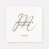 モノグシンプルラムのナ結婚プキン スタンダードカクテルナプキン (正面)