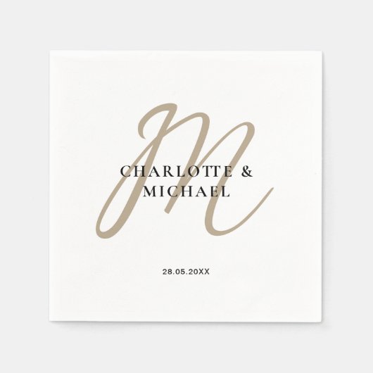 モノグシンプルラムのナ結婚プキン スタンダードカクテルナプキン (正面)