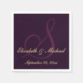 モノグパーソナライズされたエレガントラム結婚紙ナプキン スタンダードカクテルナプキン (正面)