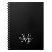 モノグパーソナライズされたモダンラム名(黒) ノートブック (正面)