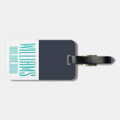 モノグパーソナライズされたラムティール(緑がかった色)とネービ航海のー ラゲッジタグ (裏面横)