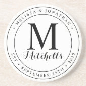 モノグパーソナライズされたラム名の日結婚付 コースター (正面)