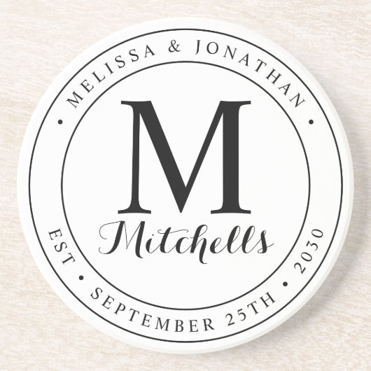 モノグパーソナライズされたラム名の日結婚付 コースター (正面)