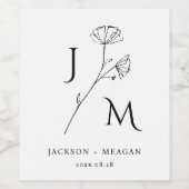 モノグパーソナライズされたラム結婚フローラ ワインラベル (シングルラベル)